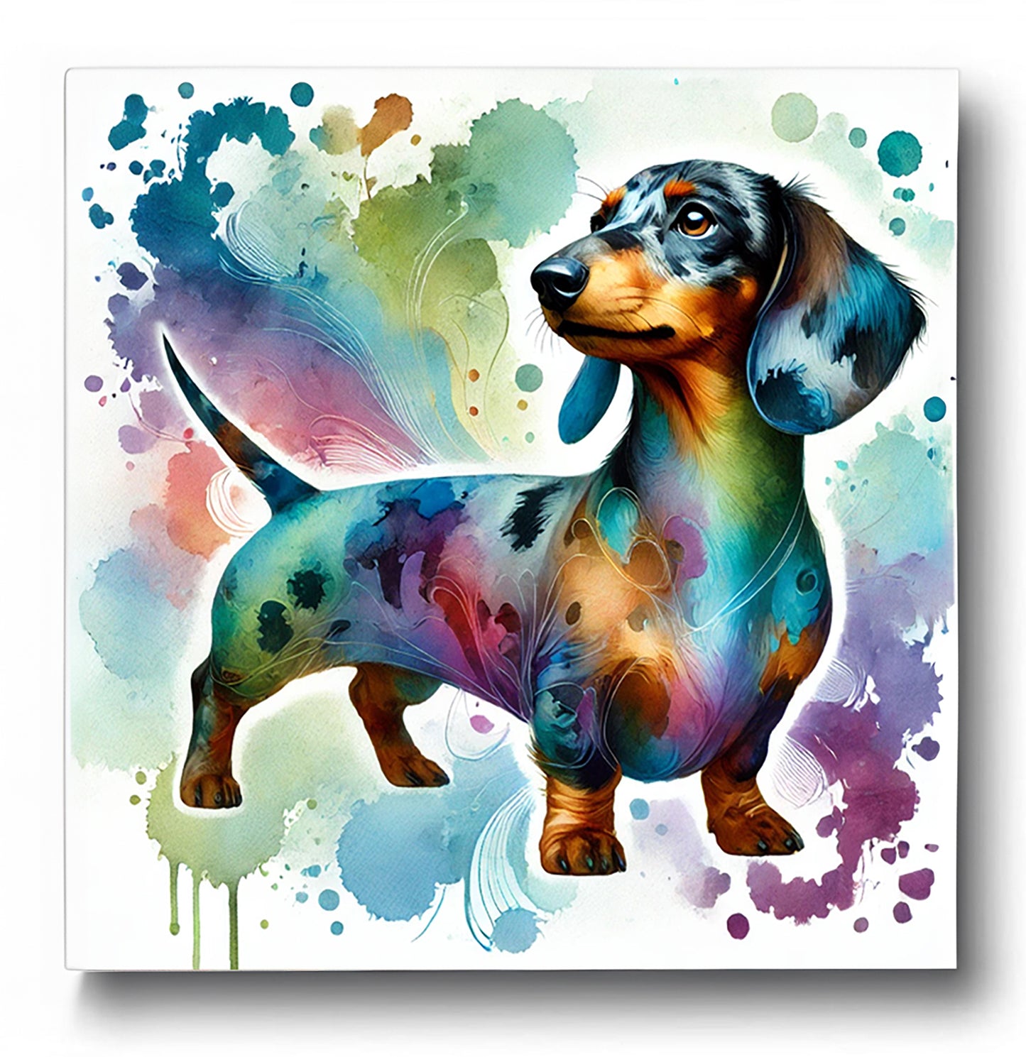 Canvas Wall Art - Whimsical Dachshund Watercolor