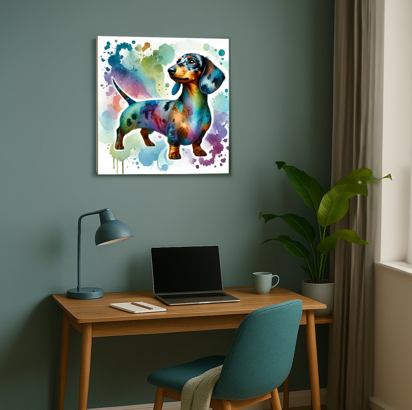 Canvas Wall Art - Whimsical Dachshund Watercolor