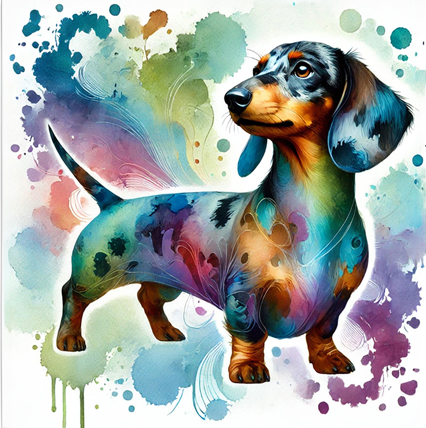 Canvas Wall Art - Whimsical Dachshund Watercolor