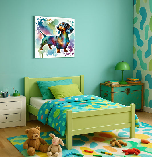 Canvas Wall Art - Whimsical Dachshund Watercolor