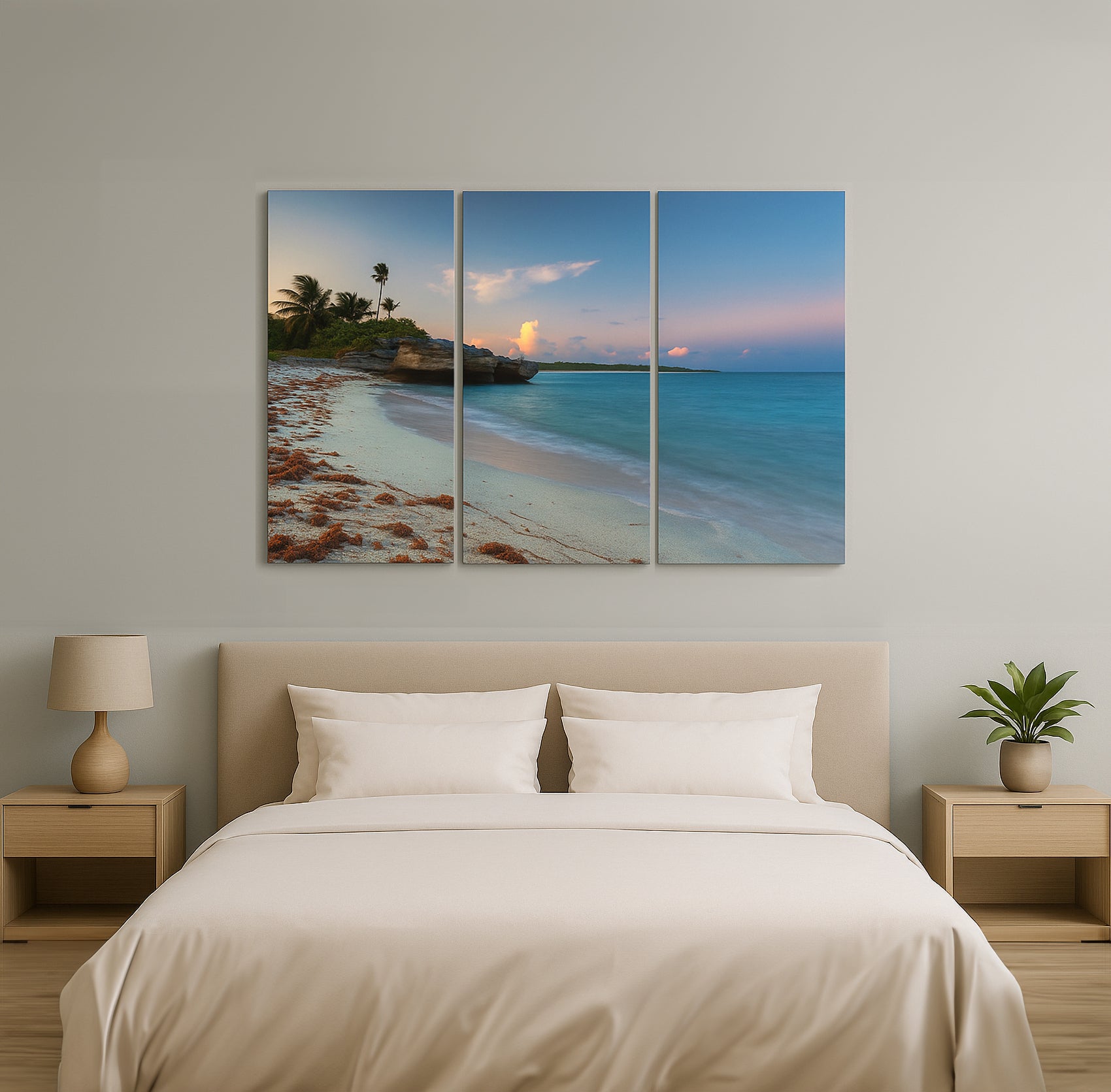 Tropical Beach 3 Piece Canvas Print